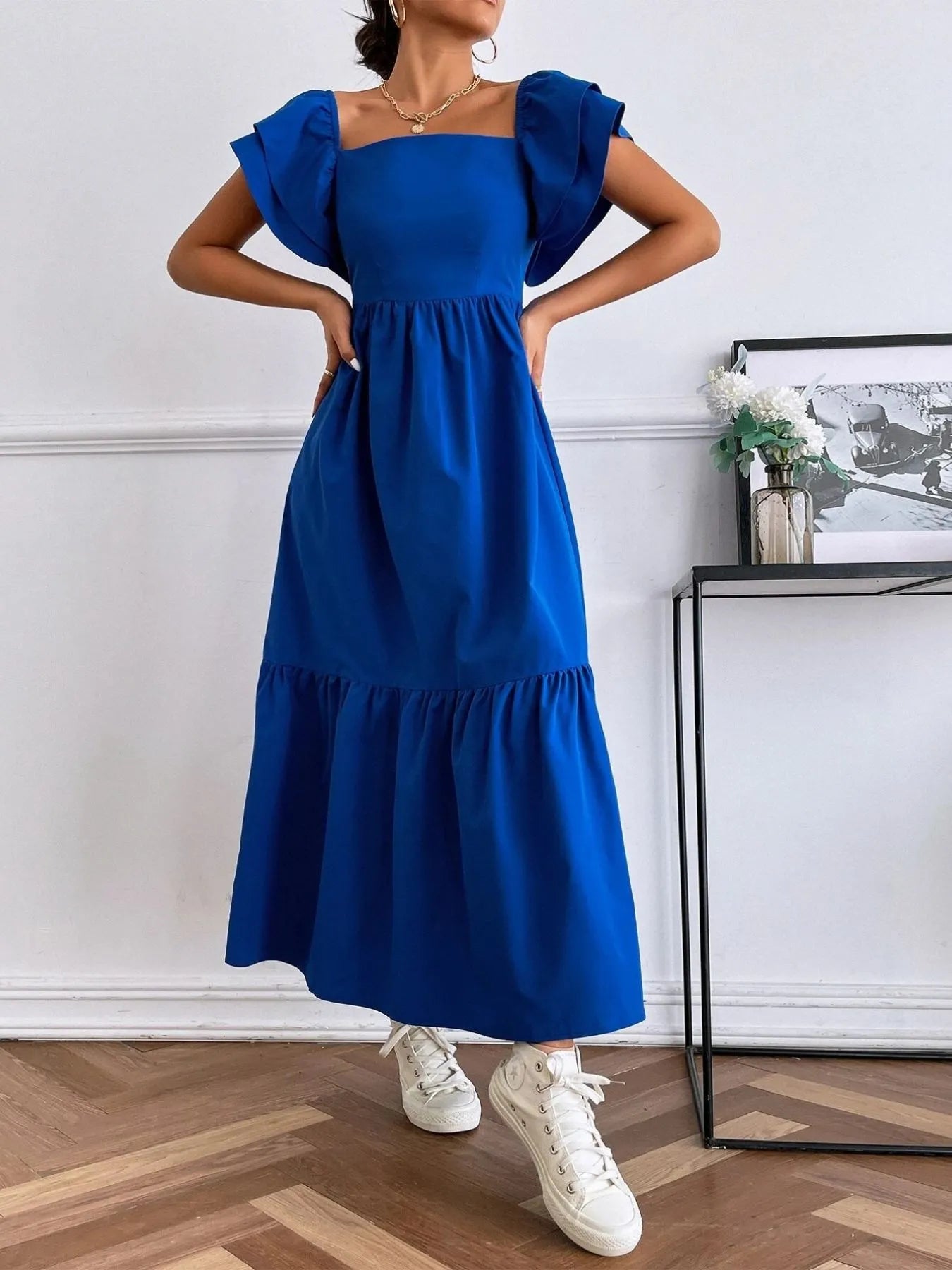 Tiered Square Neck Maxi Dress - Blushé Belle