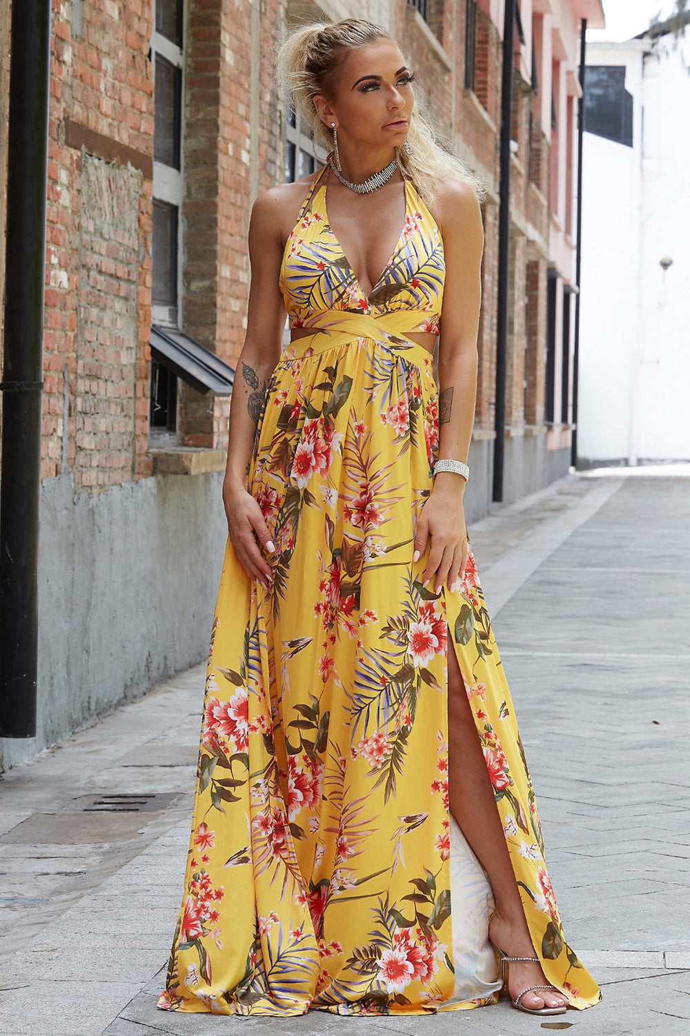 Halter Neck Split Dress - Blushé Belle