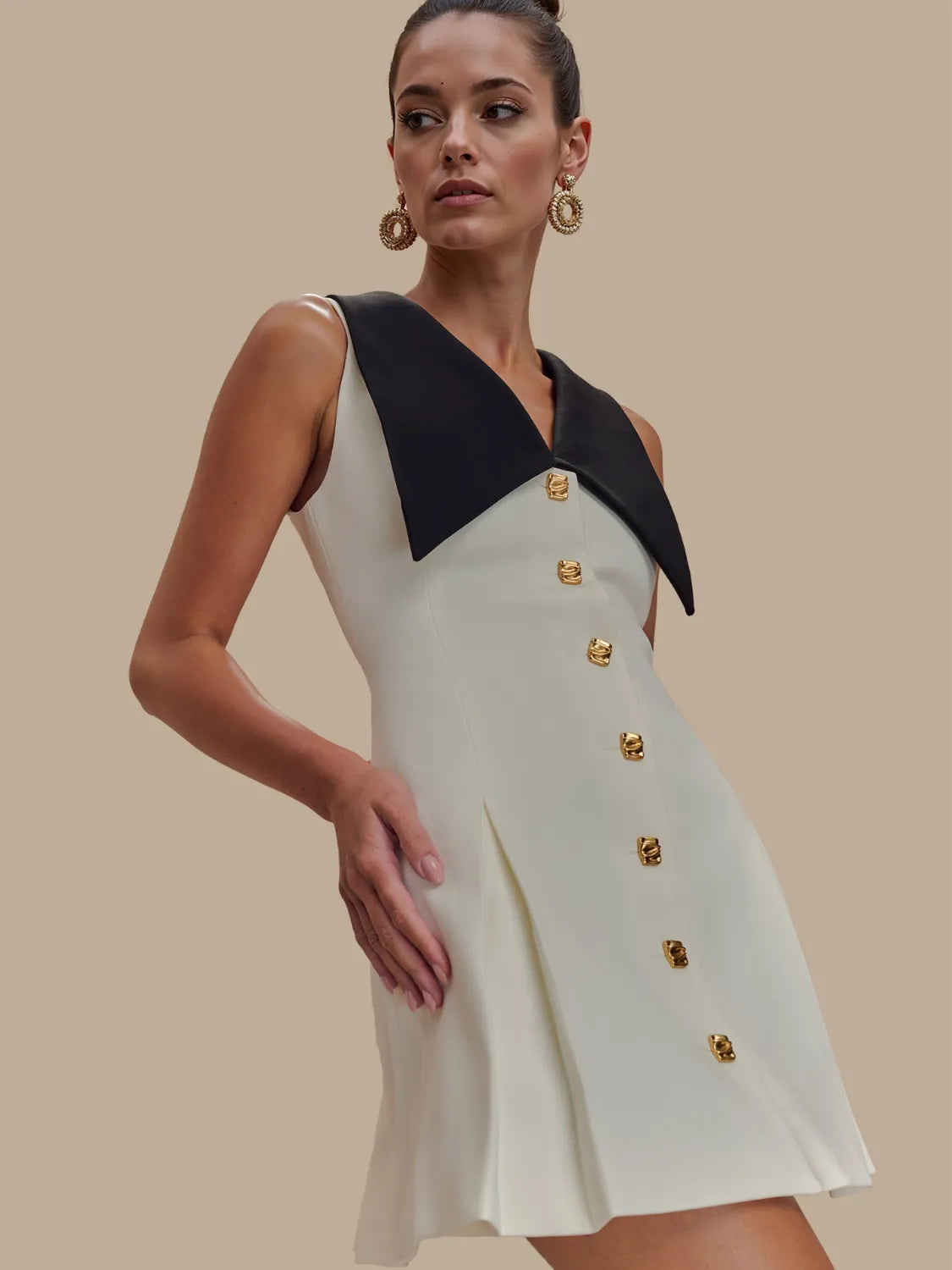 Button Front Sleeveless Mini Dress - Blushé Belle