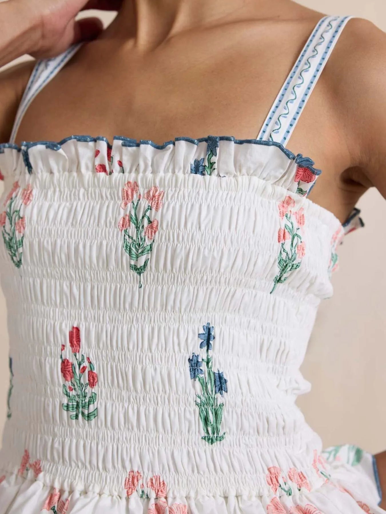 Bohemian Floral Print Smocked Tiered Maxi Dress - Blushé Belle
