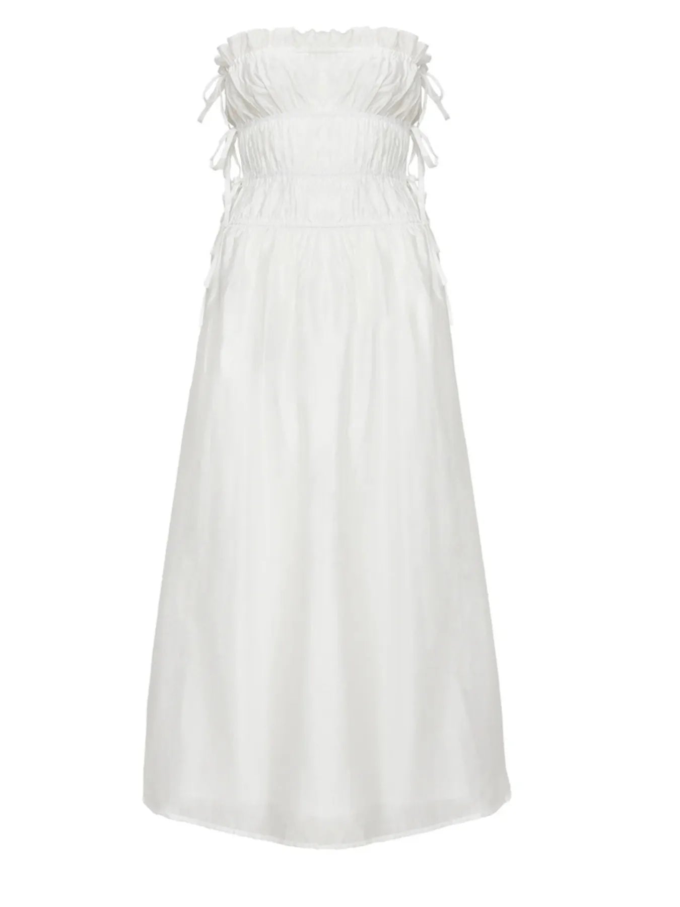 Strapless Smocked Mini Dress with Asymmetric Hem - Blushé Belle