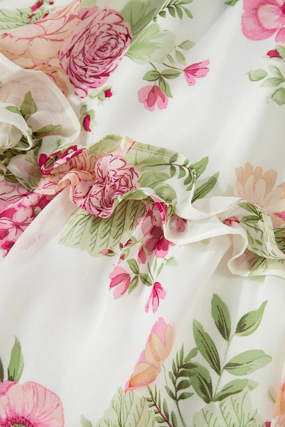 Floral Bubble Sleeve Sweetheart Neck Ruffle Mini Dress - Blushé Belle