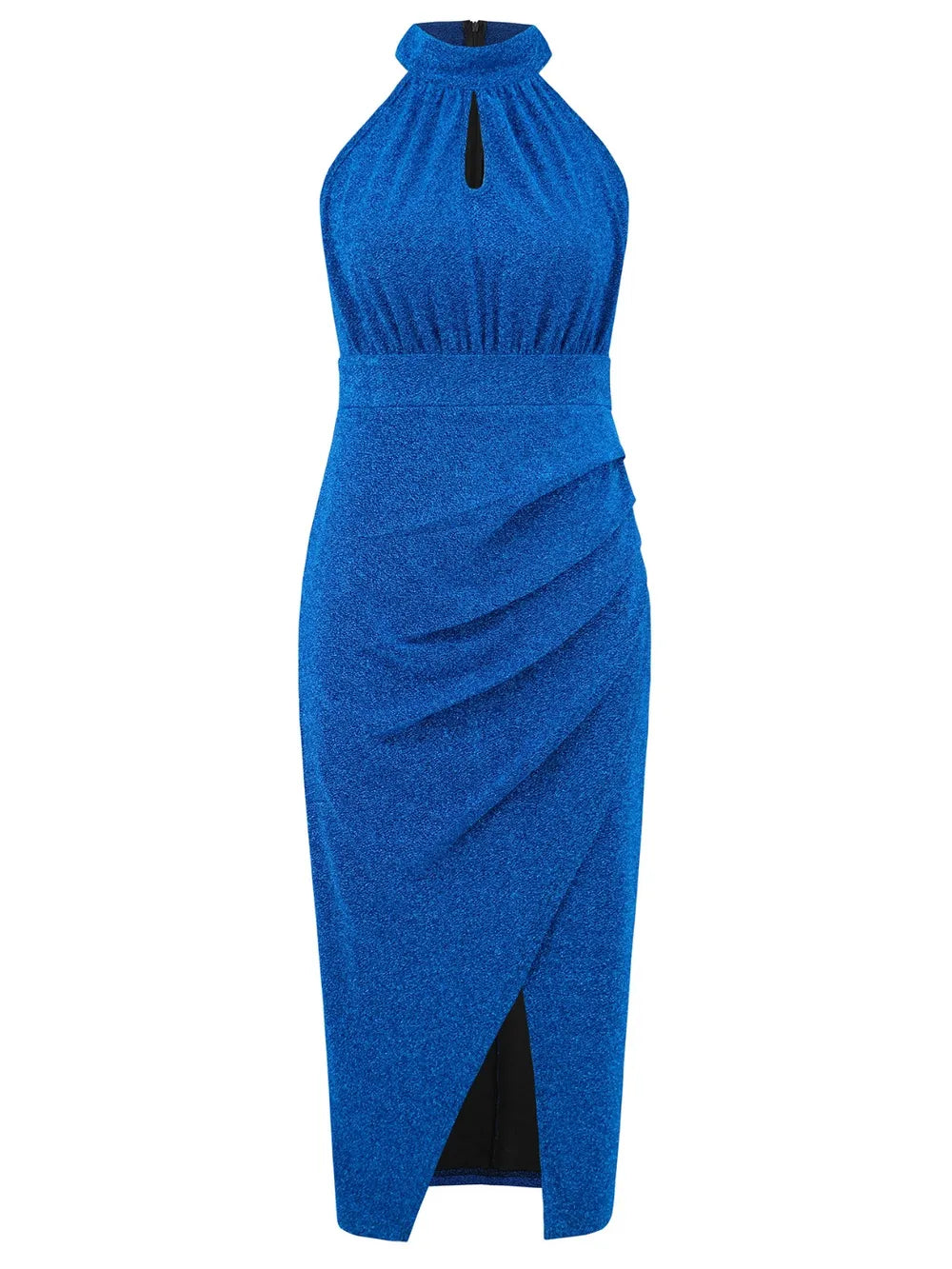 Slit Ruched Mock Neck Sleeveless Dress - Blushé Belle
