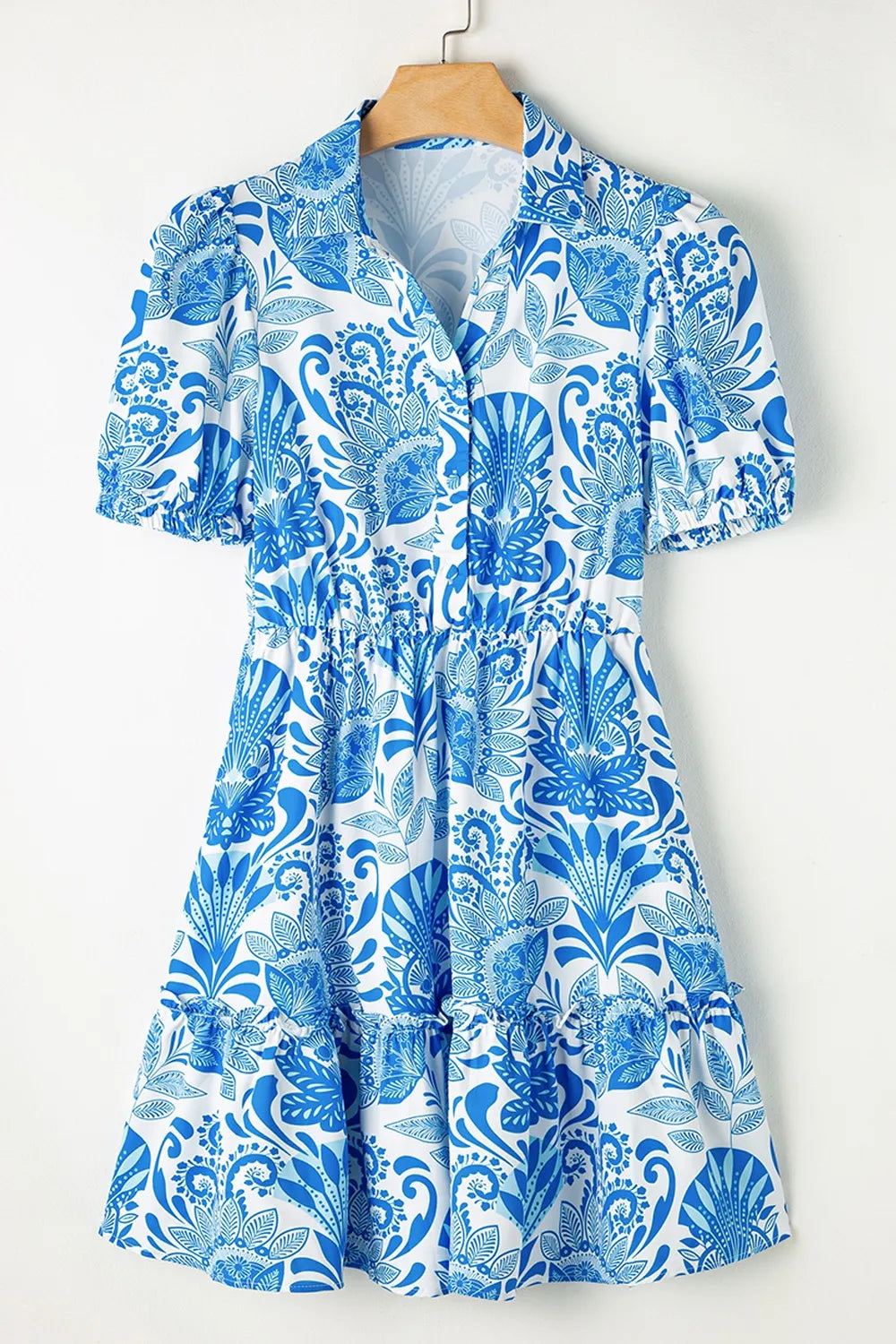 Tiered Printed Short Sleeve Mini Dress - Blushé Belle