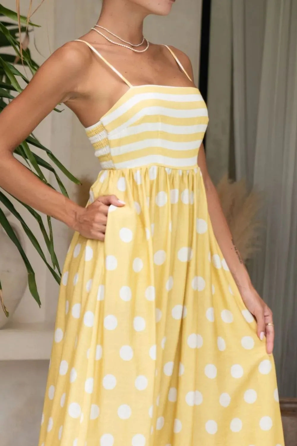 Polka Dot Square Neck Cami Dress - Blushé Belle