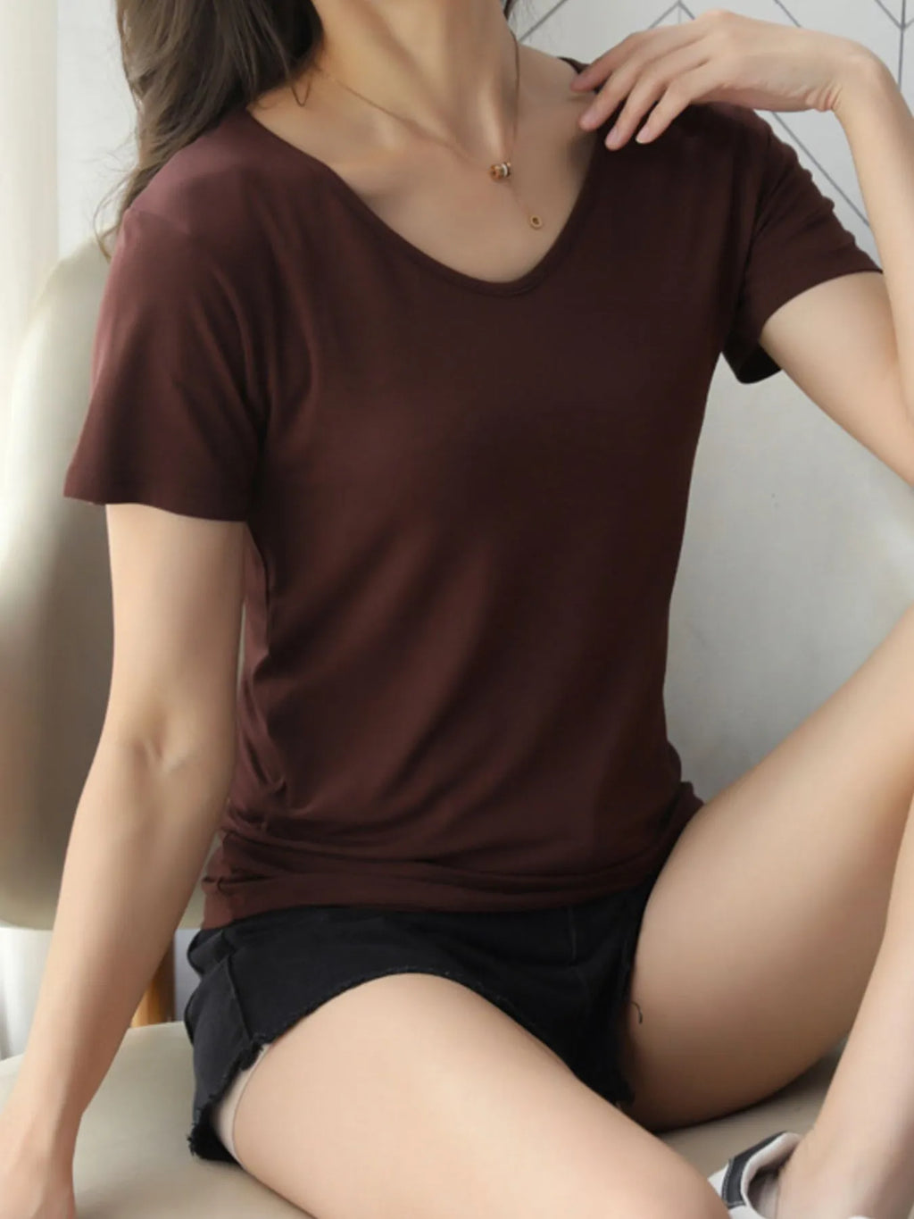 V-Neck Short Sleeve T-Shirt - Blushé Belle