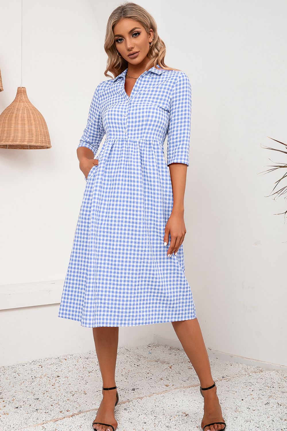 Ivy Lane Plaid Collared Neck Midi Dress - Blushé Belle