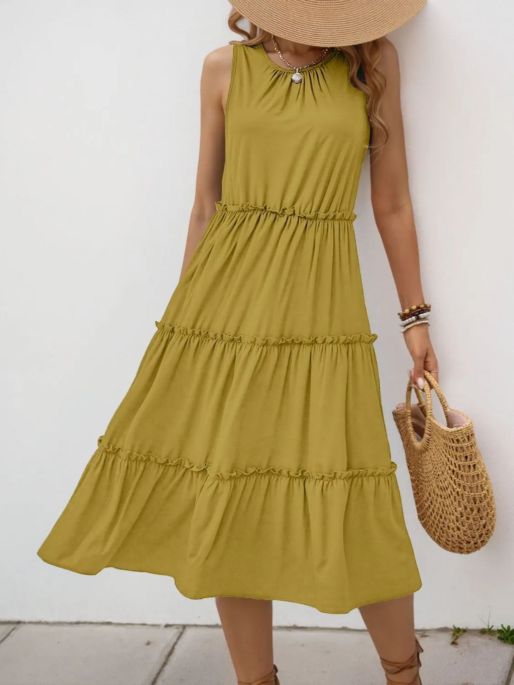 Frill Tiered Midi Dress - Blushé Belle