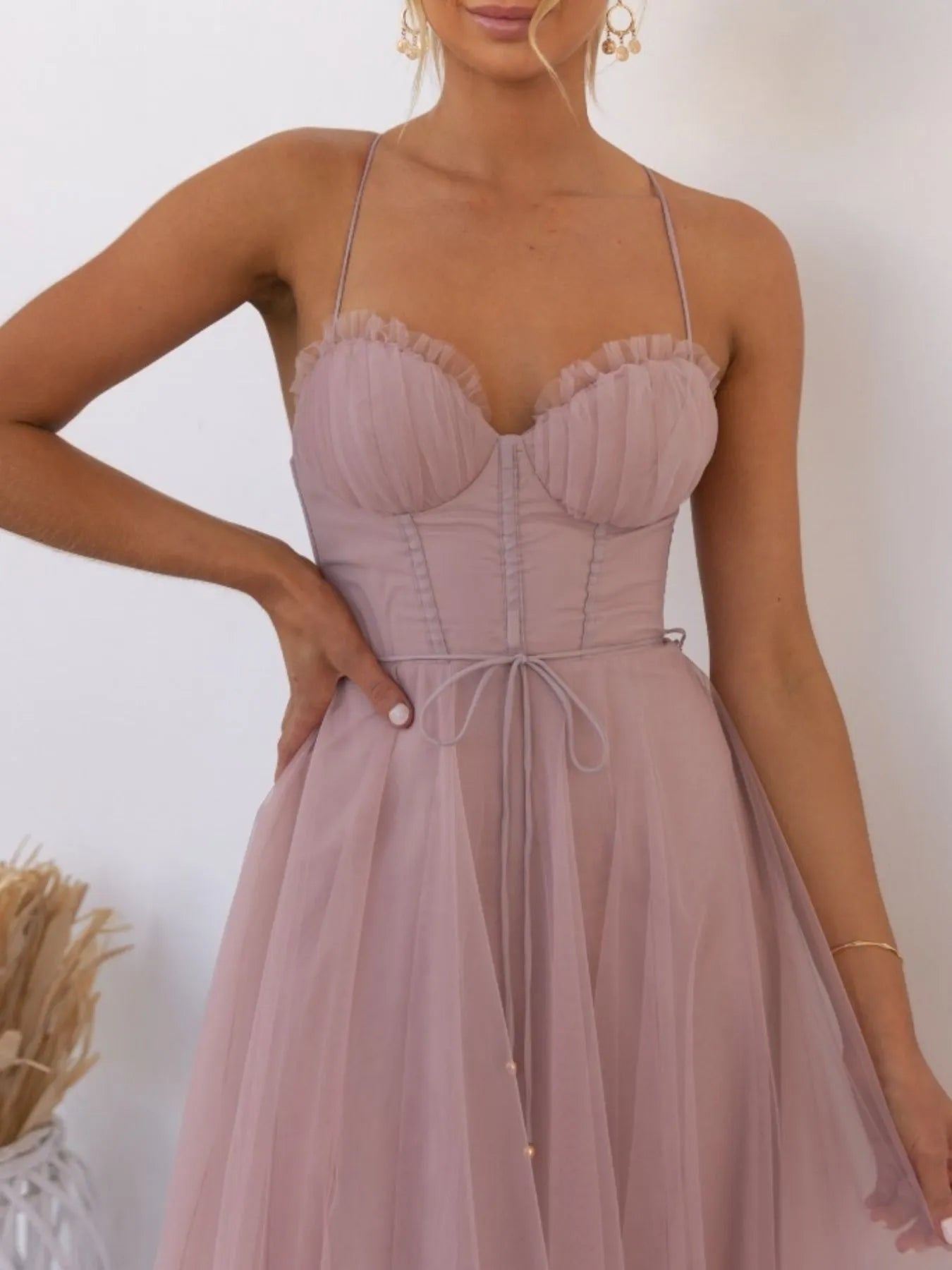 Sweetheart Neck Tulle Midi Dress - Blushé Belle