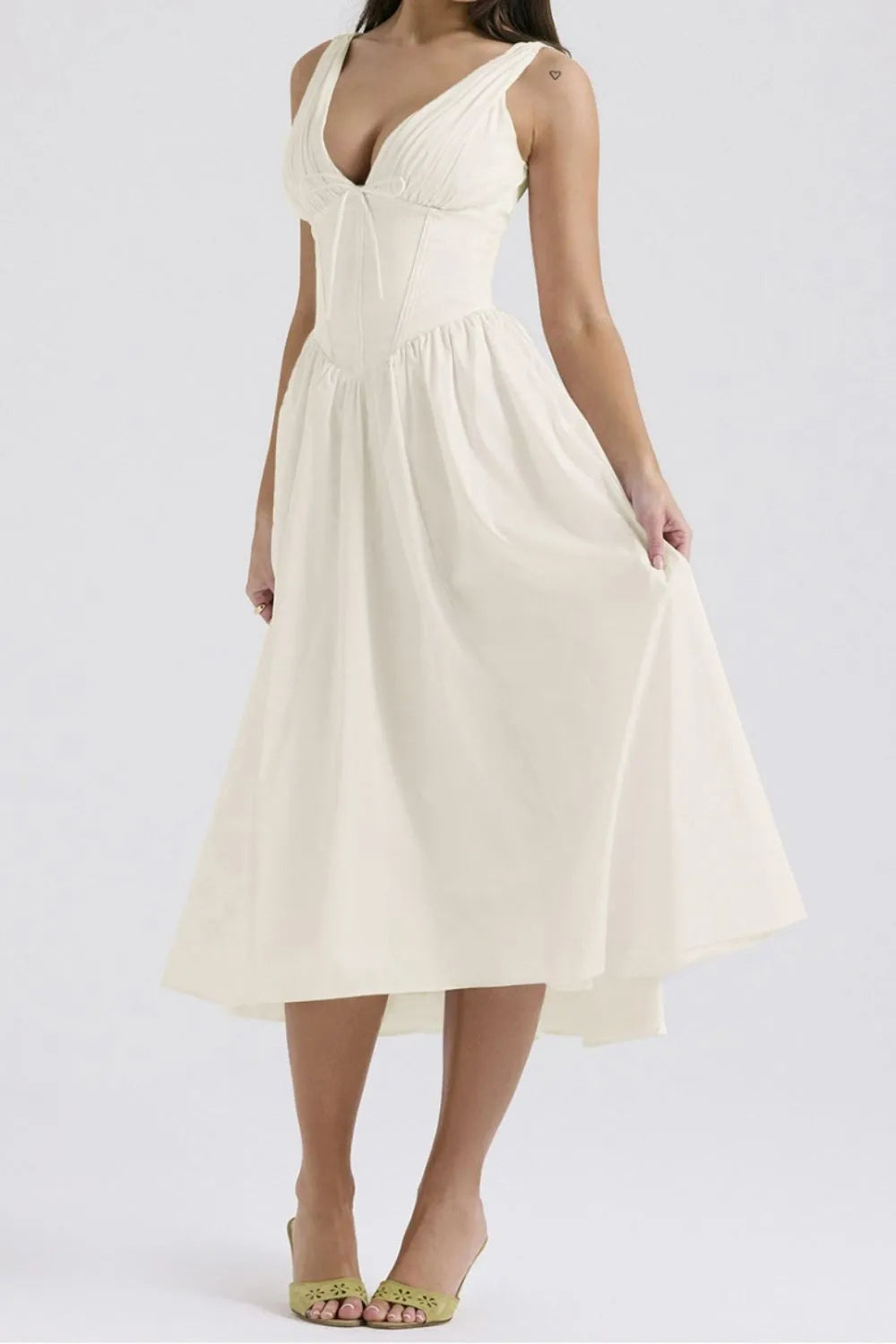 Ruched V-Neck Sleeveless Dress with Pockets - Blushé Belle