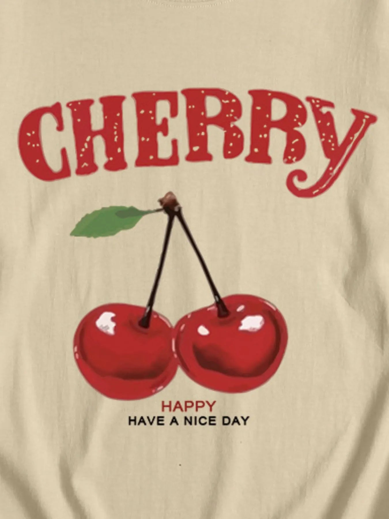 Plus Size Cherry Graphic Round Neck Short Sleeve T-Shirt - Blushé Belle
