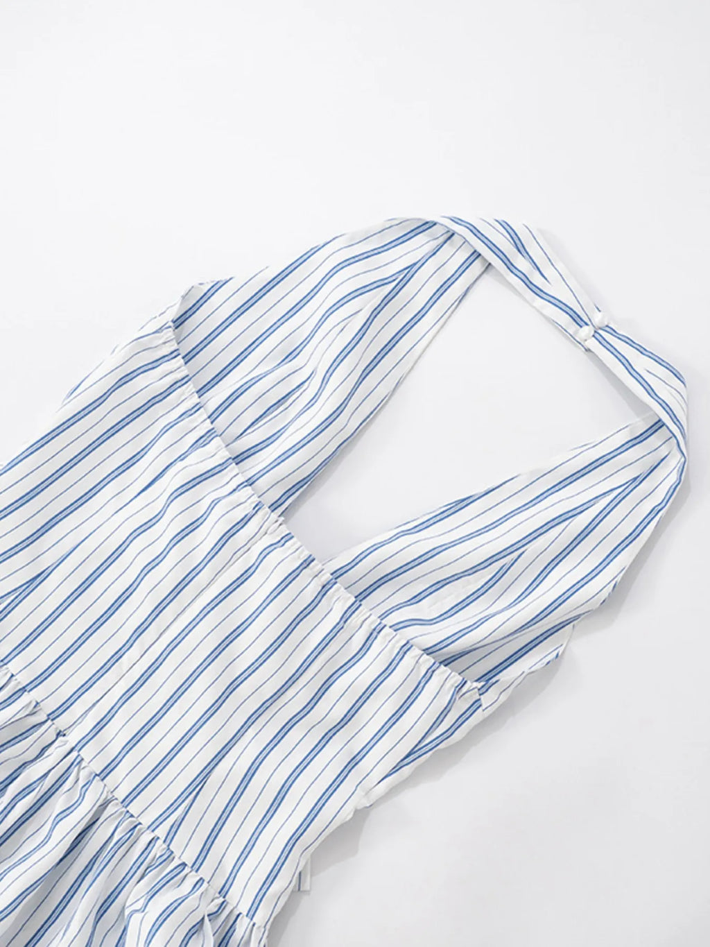 Striped Halter Neck Midi Dress with Tie Front Detail - Blushé Belle