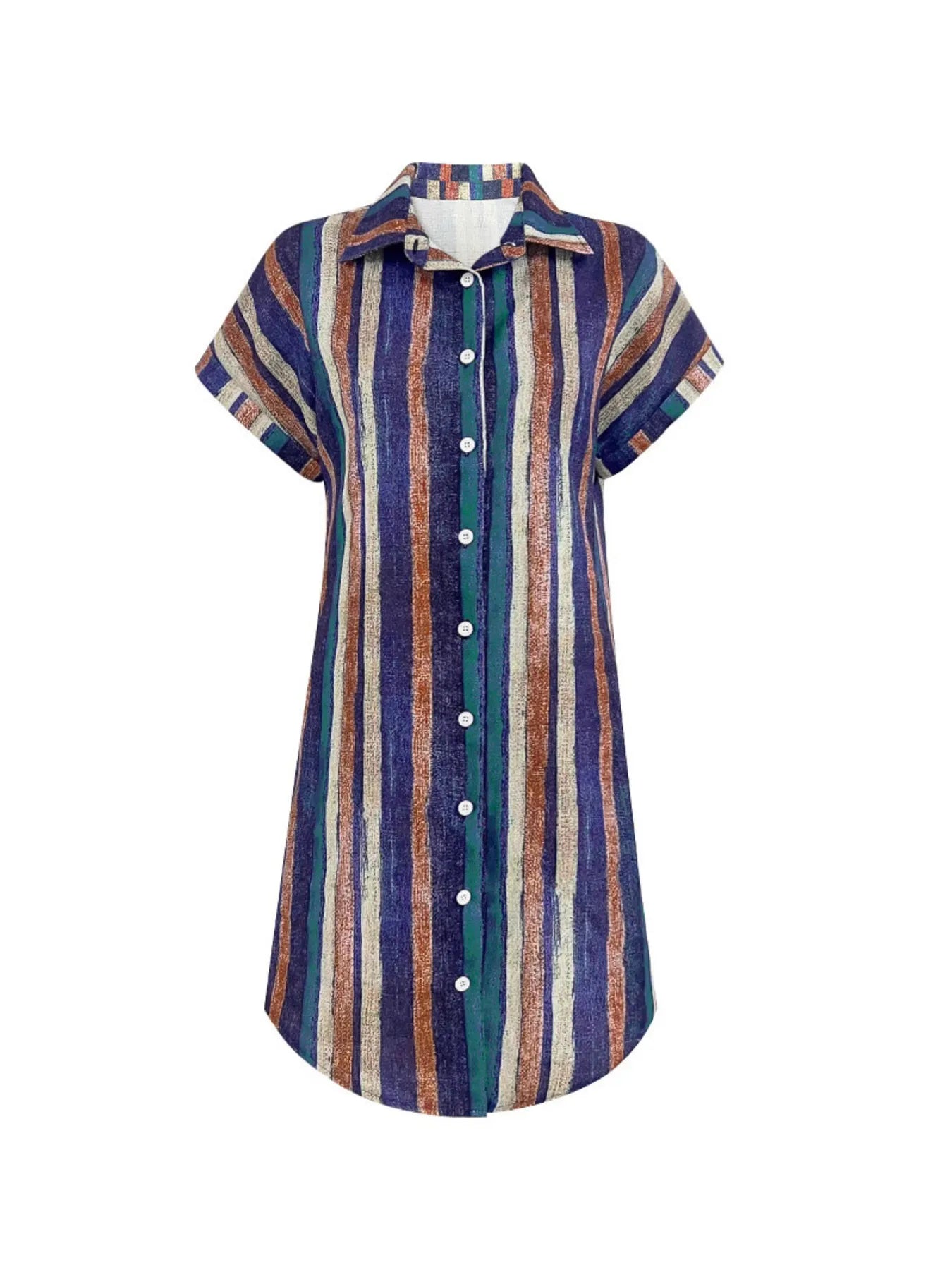 Striped Button-Front Shirt Dress - Blushé Belle