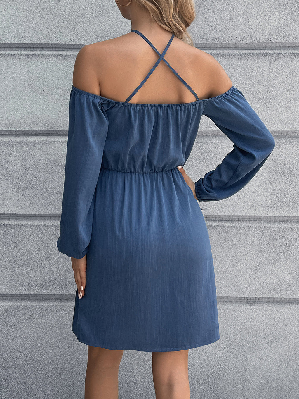 Ivy Lane Cold-Shoulder Crisscross Mini Dress - Blushé Belle