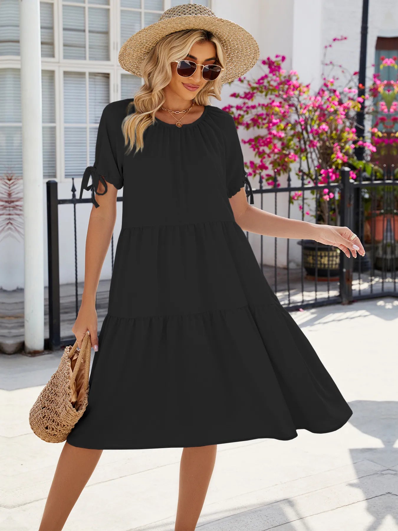 Tiered Round Neck Summer Dress - Blushé Belle