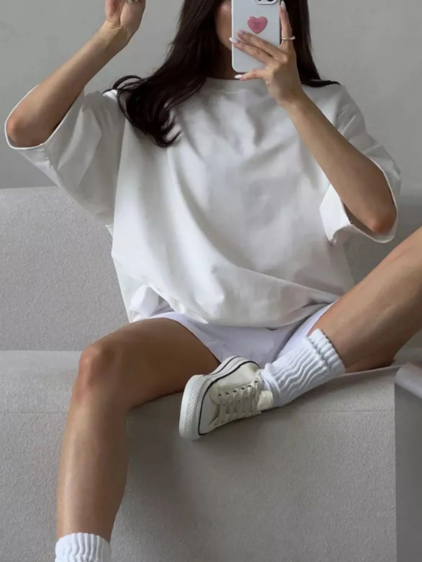 Round Neck Half Sleeve Oversized T-Shirt - Blushé Belle