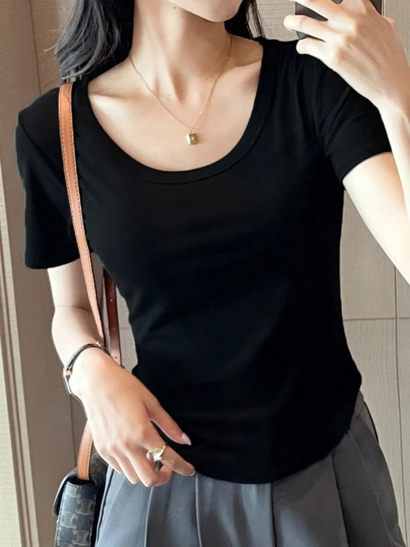 Plus Size Round Neck Short Sleeve T-Shirt - Blushé Belle
