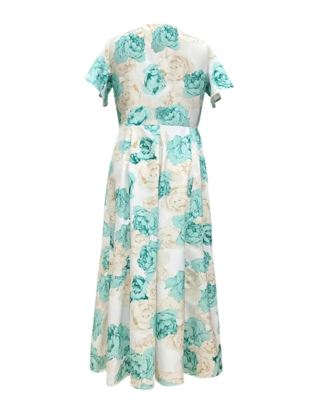 Plus Size Floral Print V-Neck Maxi Dress with Flutter Sleeves - Blushé Belle