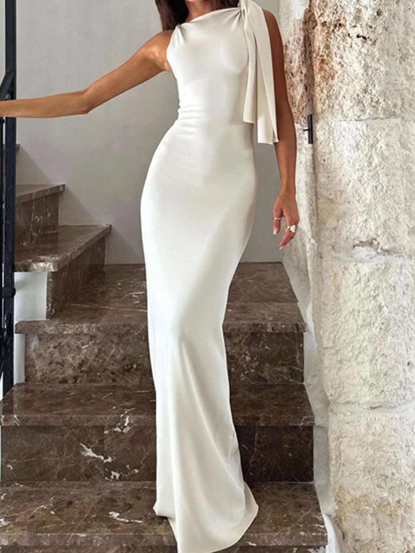 Asymmetrical Tied Sleeveless Maxi Dress - Blushé Belle