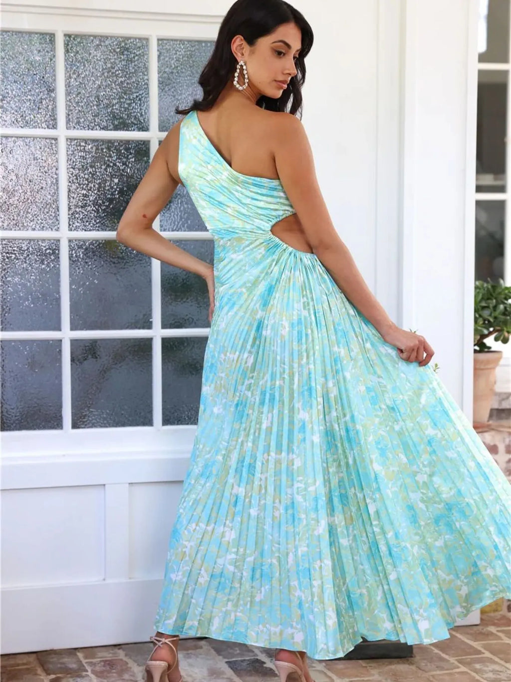 Full Size Single Shoulder Pleated Midi Dress Plus Size - Blushé Belle