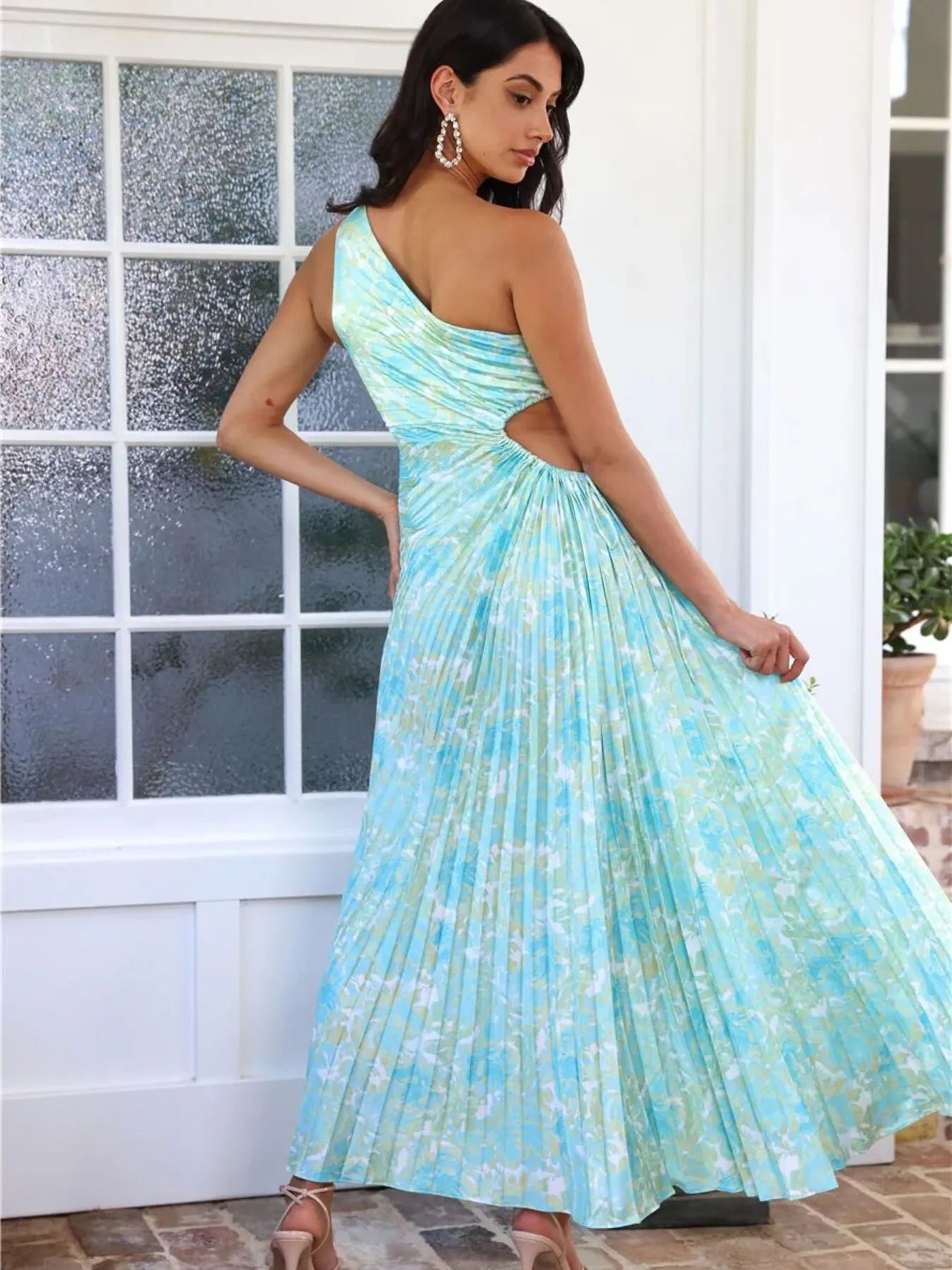 Full Size Single Shoulder Pleated Midi Dress Plus Size - Blushé Belle