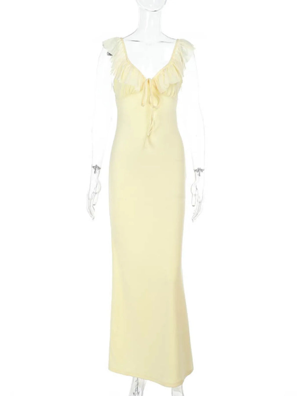 Ruffled V-Neck Sleeveless Maxi Dress - Blushé Belle