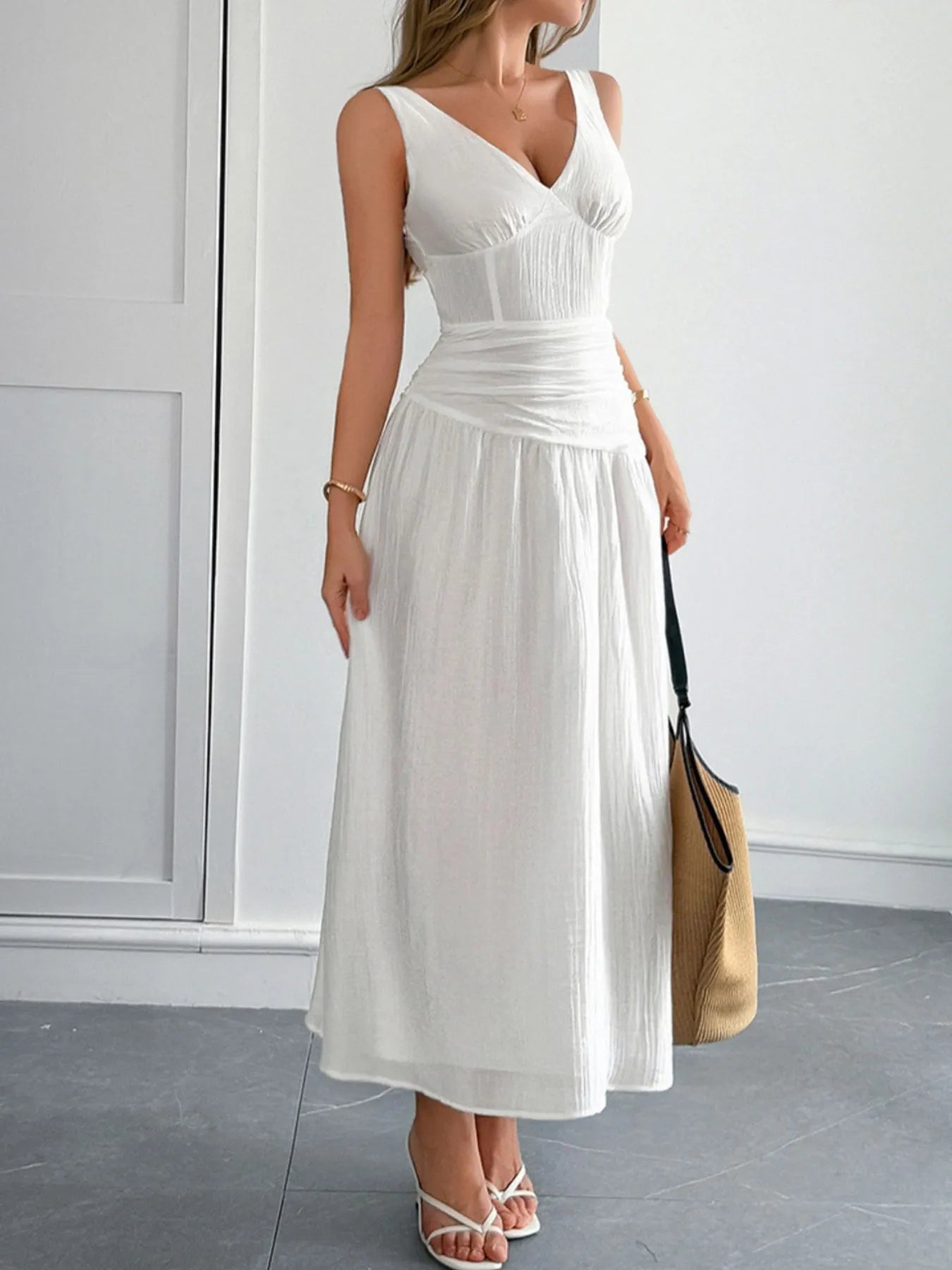 Cutout V-Neck Sleeveless Midi Dress - Blushé Belle
