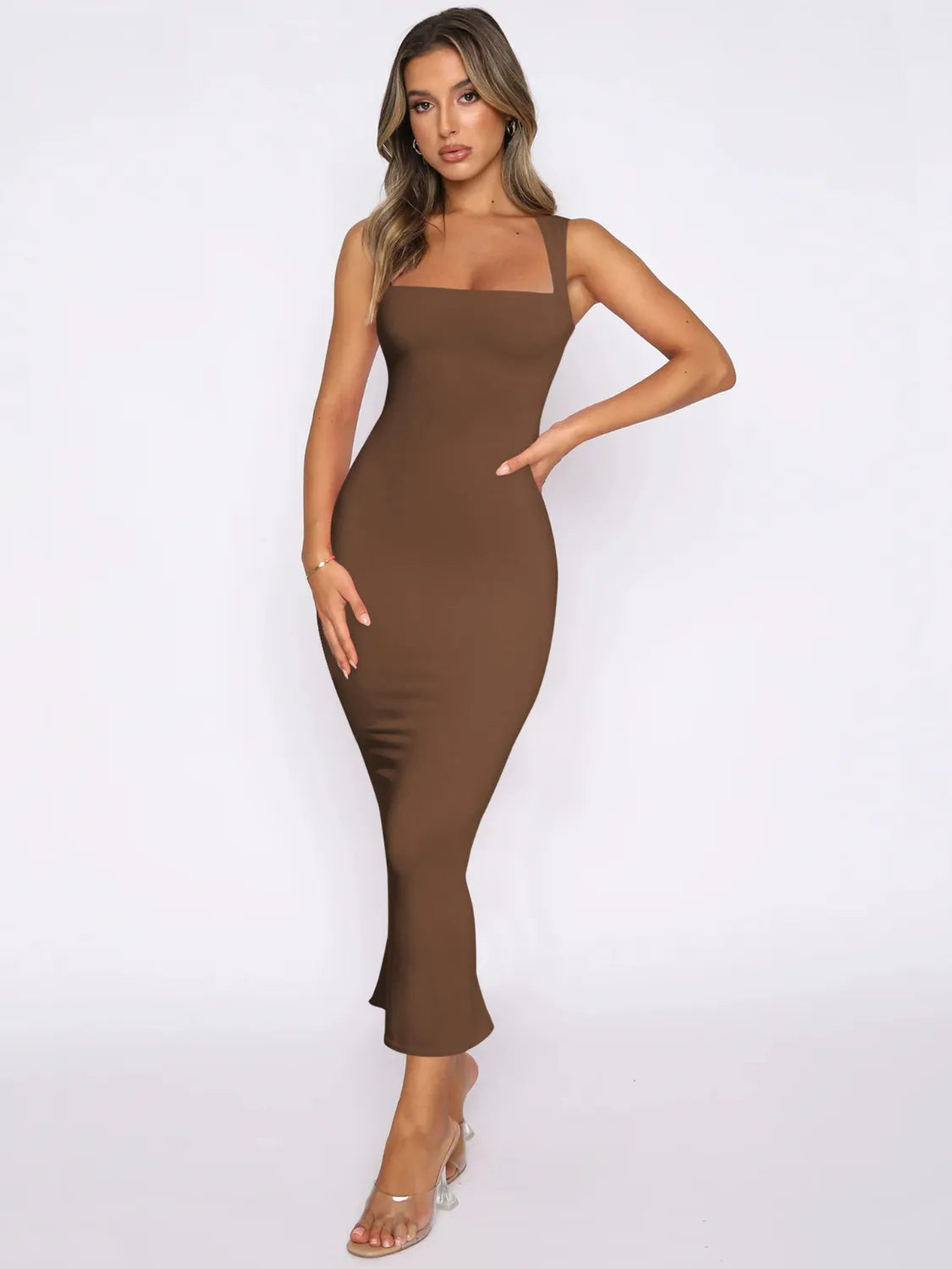 Slit Back Sleeveless Maxi Tank Dress - Blushé Belle