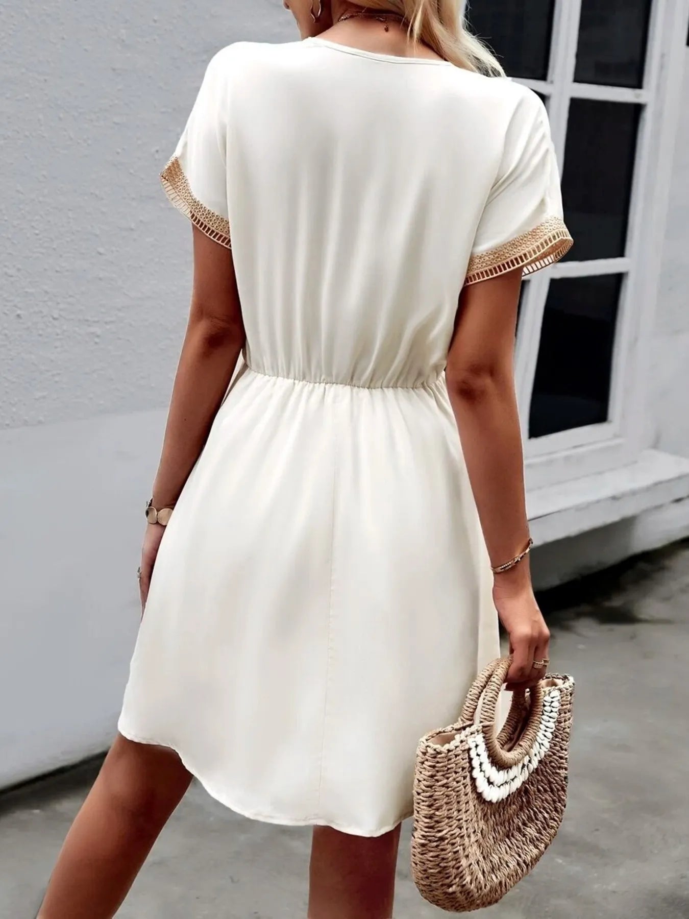 V-Neck Short Sleeve Mini Dress - Blushé Belle