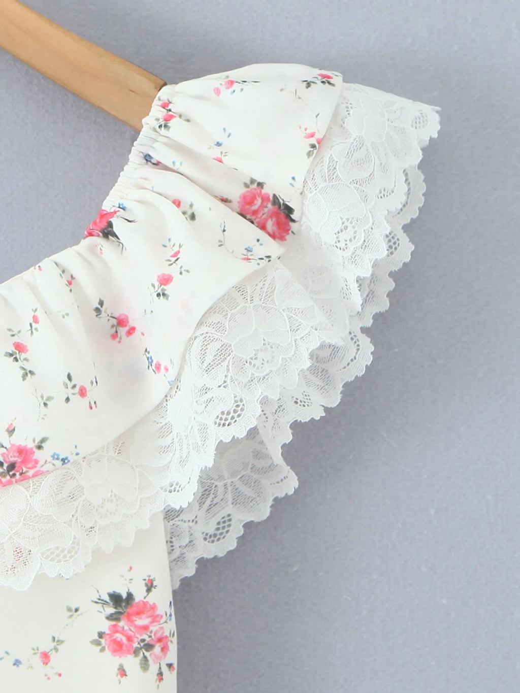 Off-Shoulder Floral Lace Trim Mini Dress - Blushé Belle