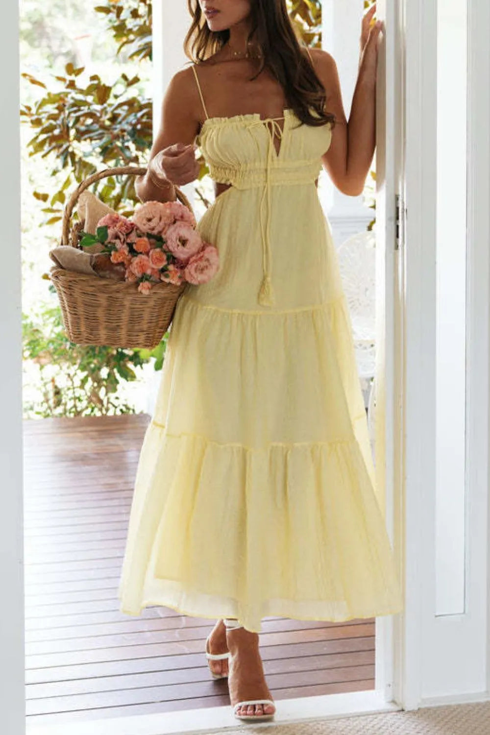 Cutout Square Neck Midi Cami Dress - Blushé Belle