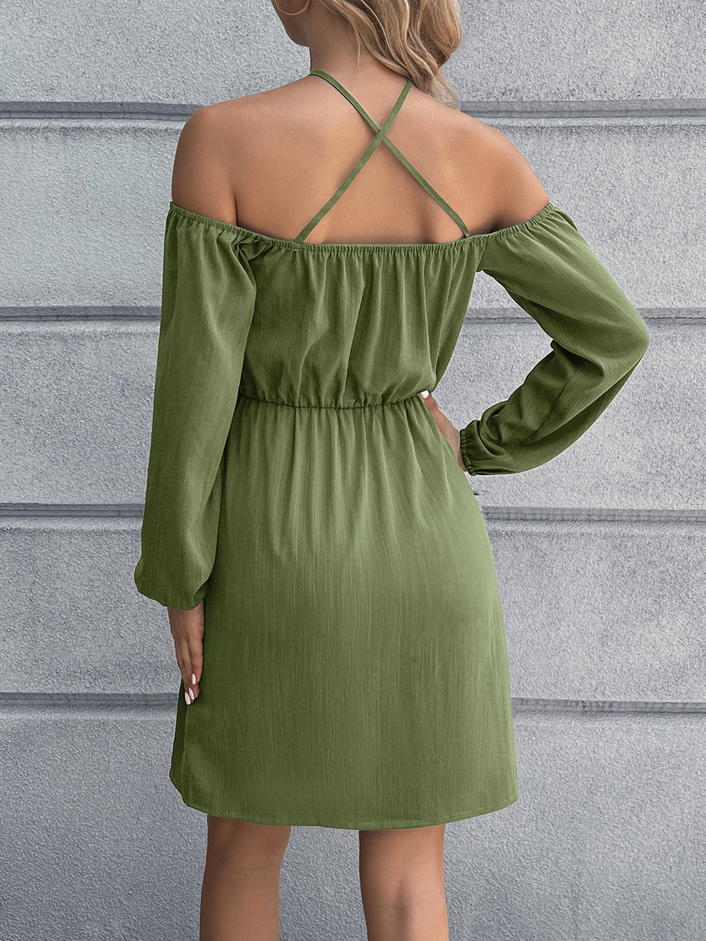 Ivy Lane Cold-Shoulder Crisscross Mini Dress - Blushé Belle