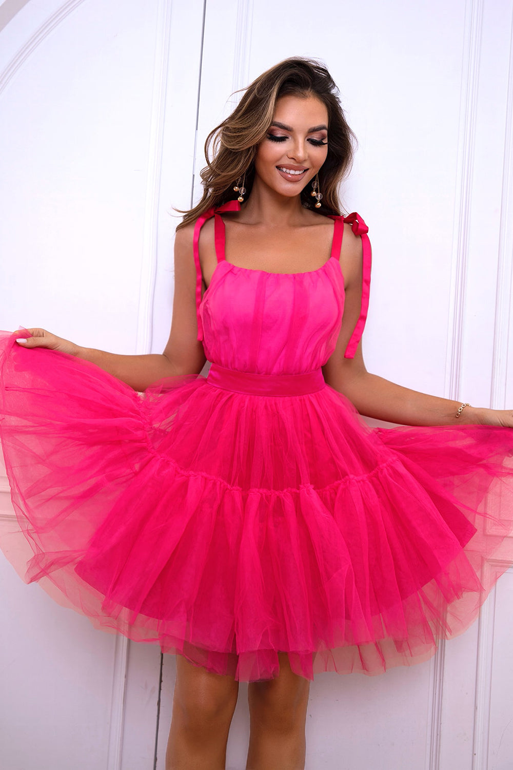 Tie-Shoulder Mesh Dress - Blushé Belle