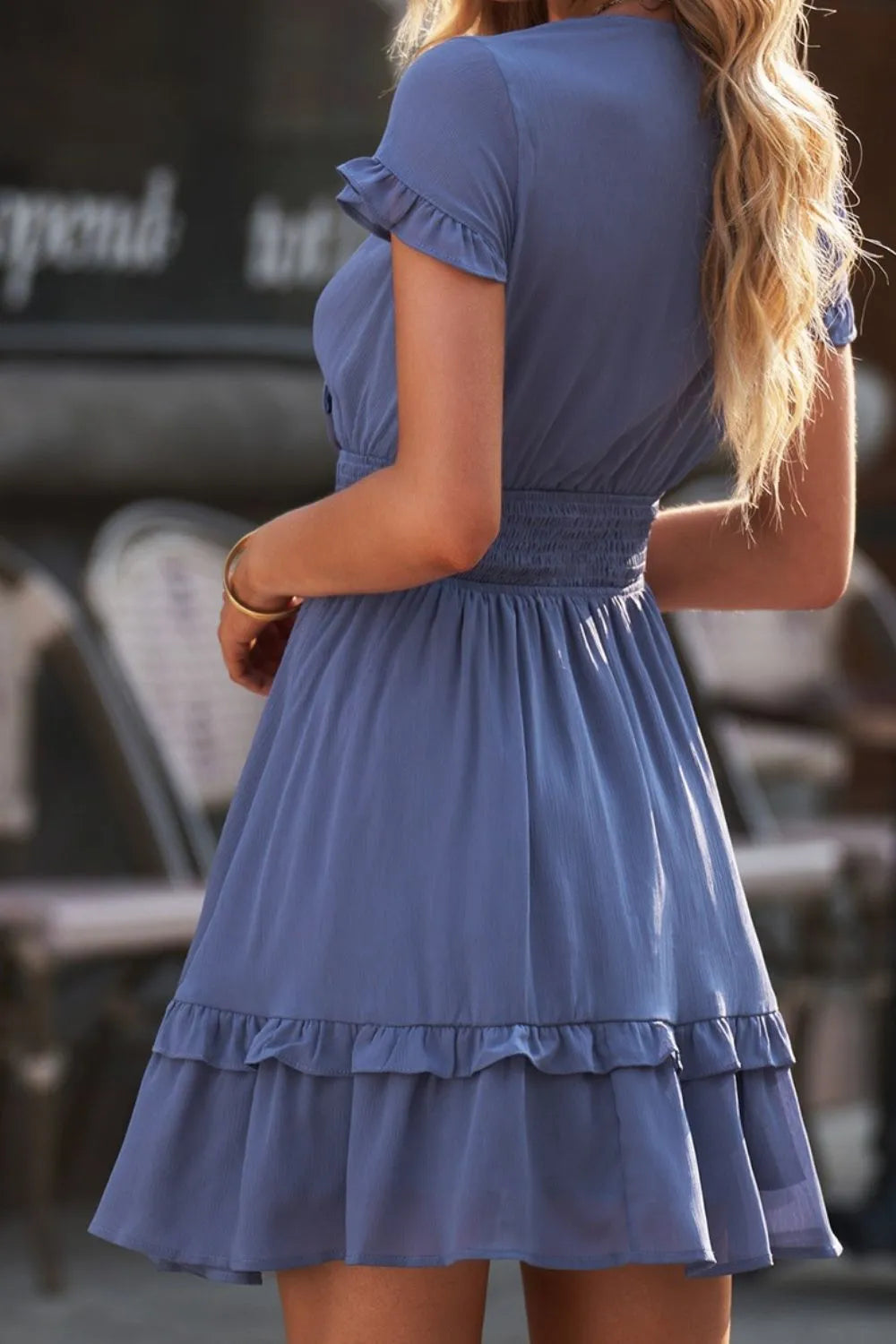Tie-Front Mini Dress with Smocked Waist - Blushé Belle