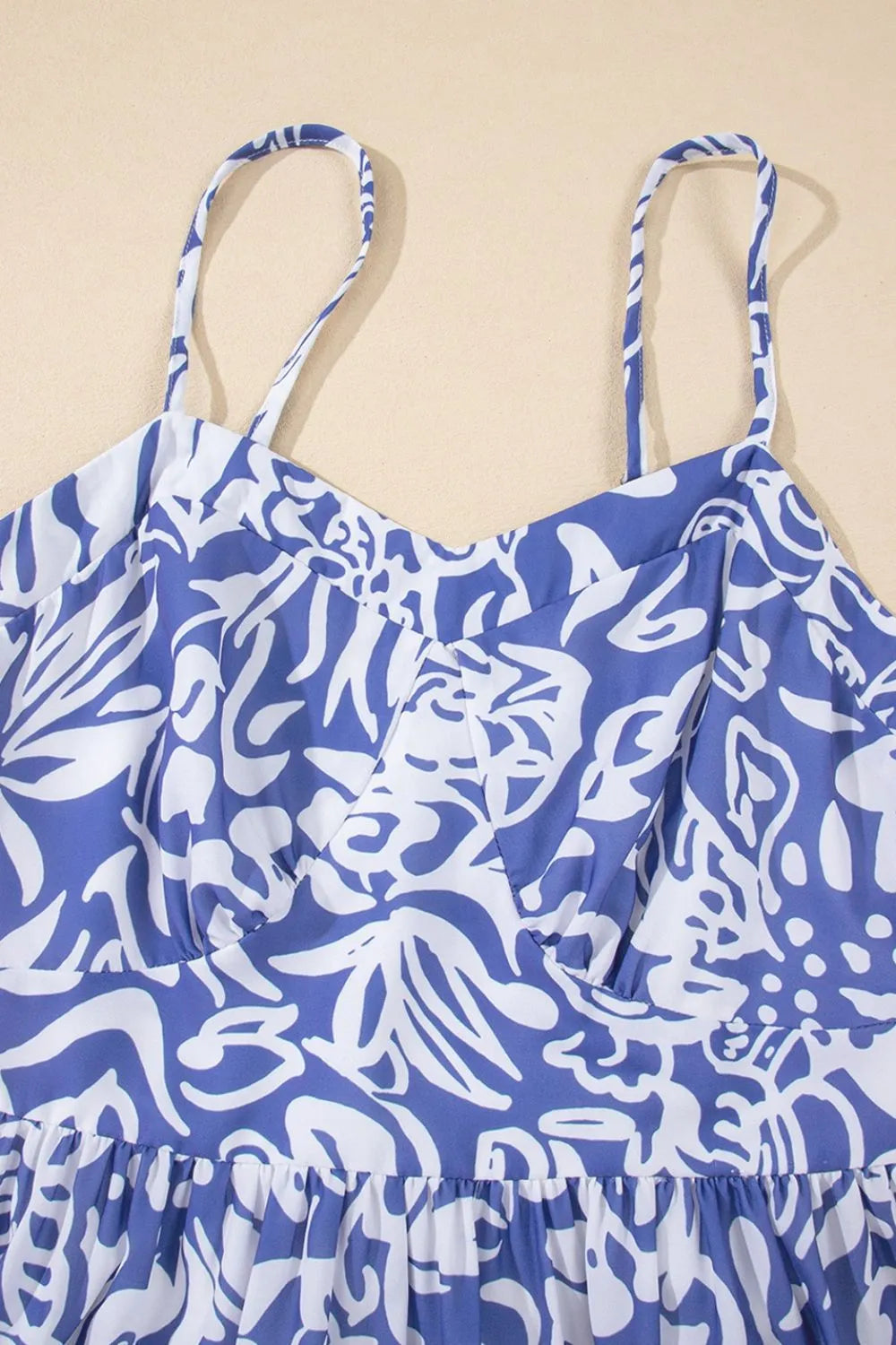Floral Print Spaghetti Strap High Waist Dress - Blushé Belle