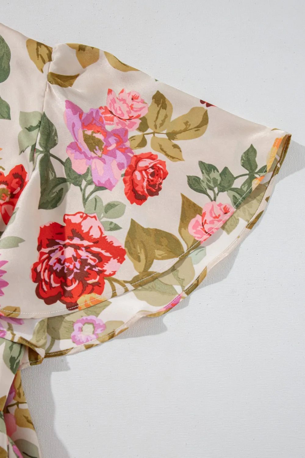 Floral Short Sleeve Tie Back Slit Dress - Blushé Belle