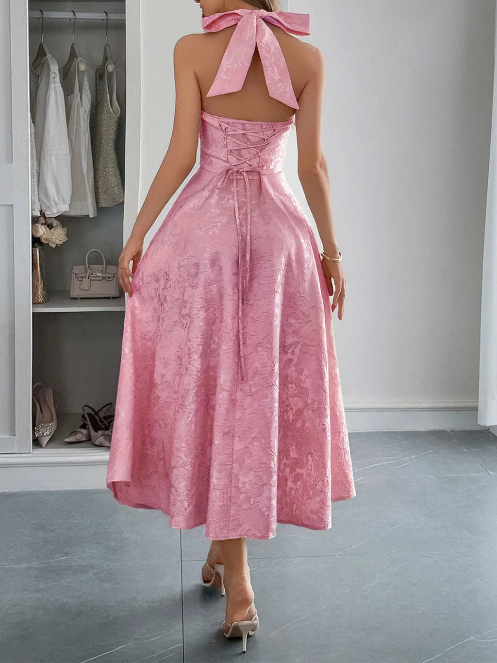 Halter Neck Midi Dress with Pockets - Blushé Belle