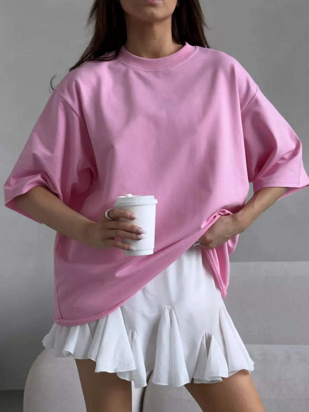 Round Neck Half Sleeve Oversized T-Shirt - Blushé Belle