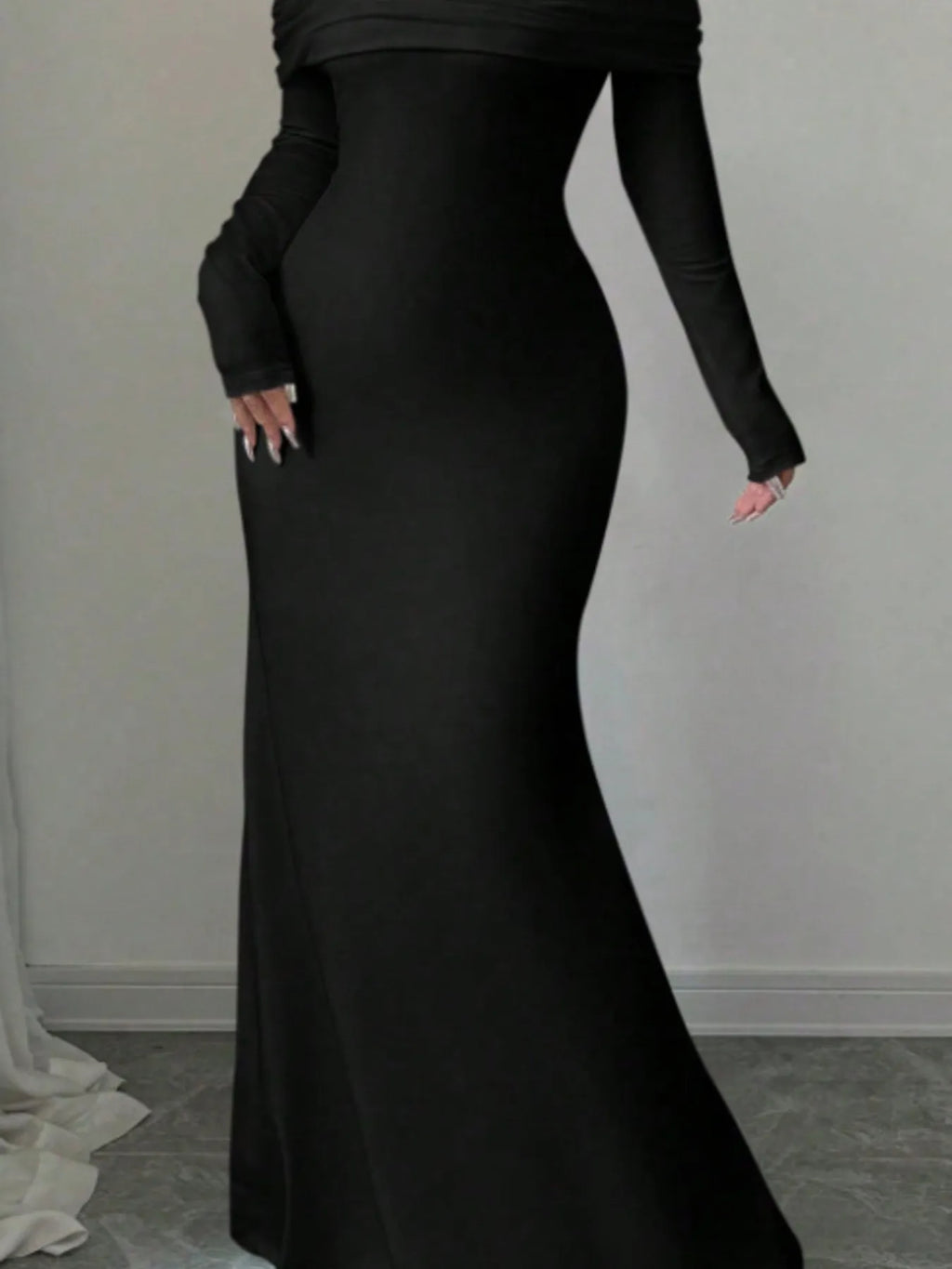 Off-Shoulder Long Sleeve Bodycon Maxi Dress - Blushé Belle