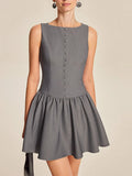 Round Neck Sleeveless Ruffled Mini Dress - Blushé Belle