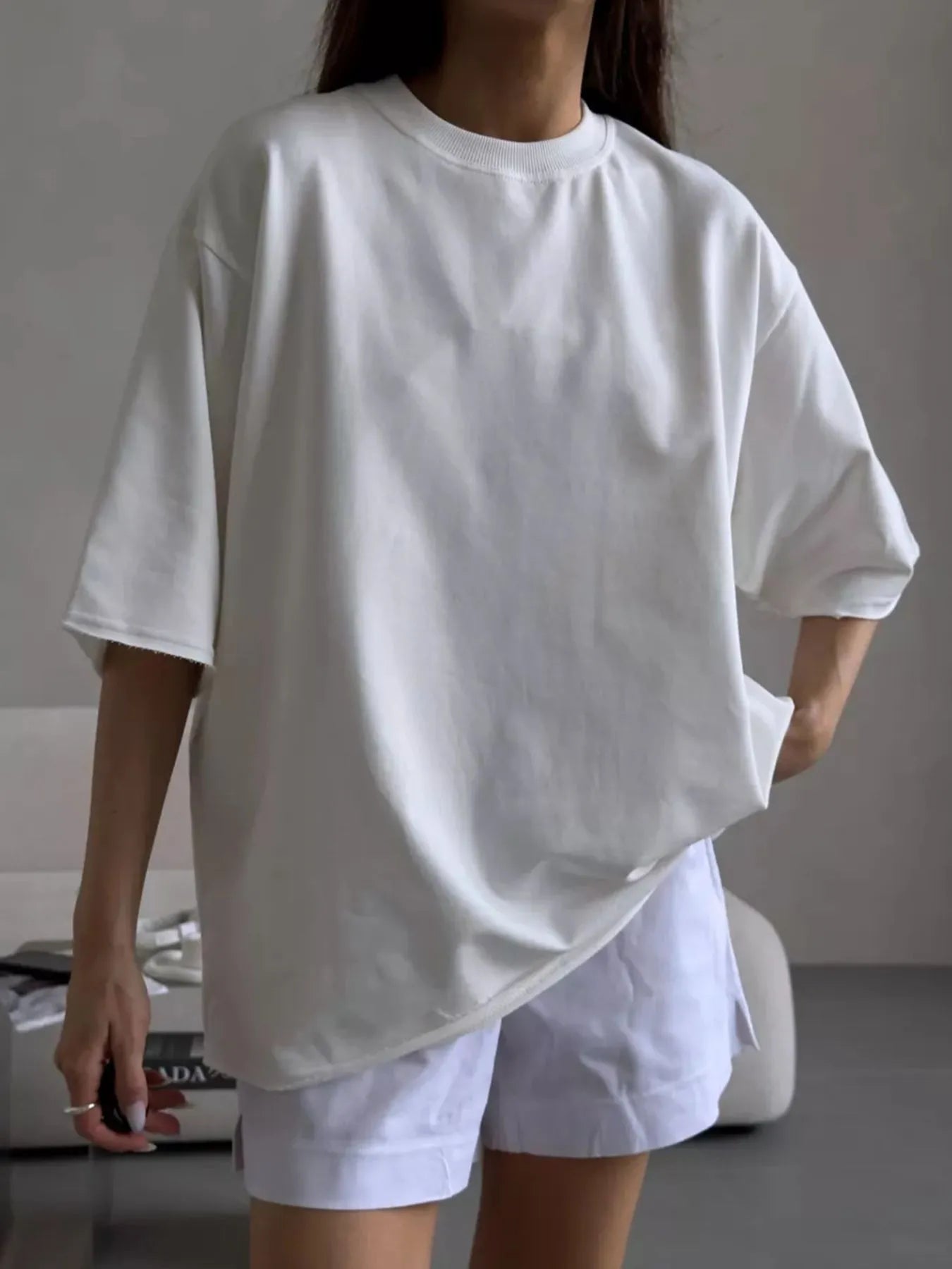 Round Neck Half Sleeve Oversized T-Shirt - Blushé Belle