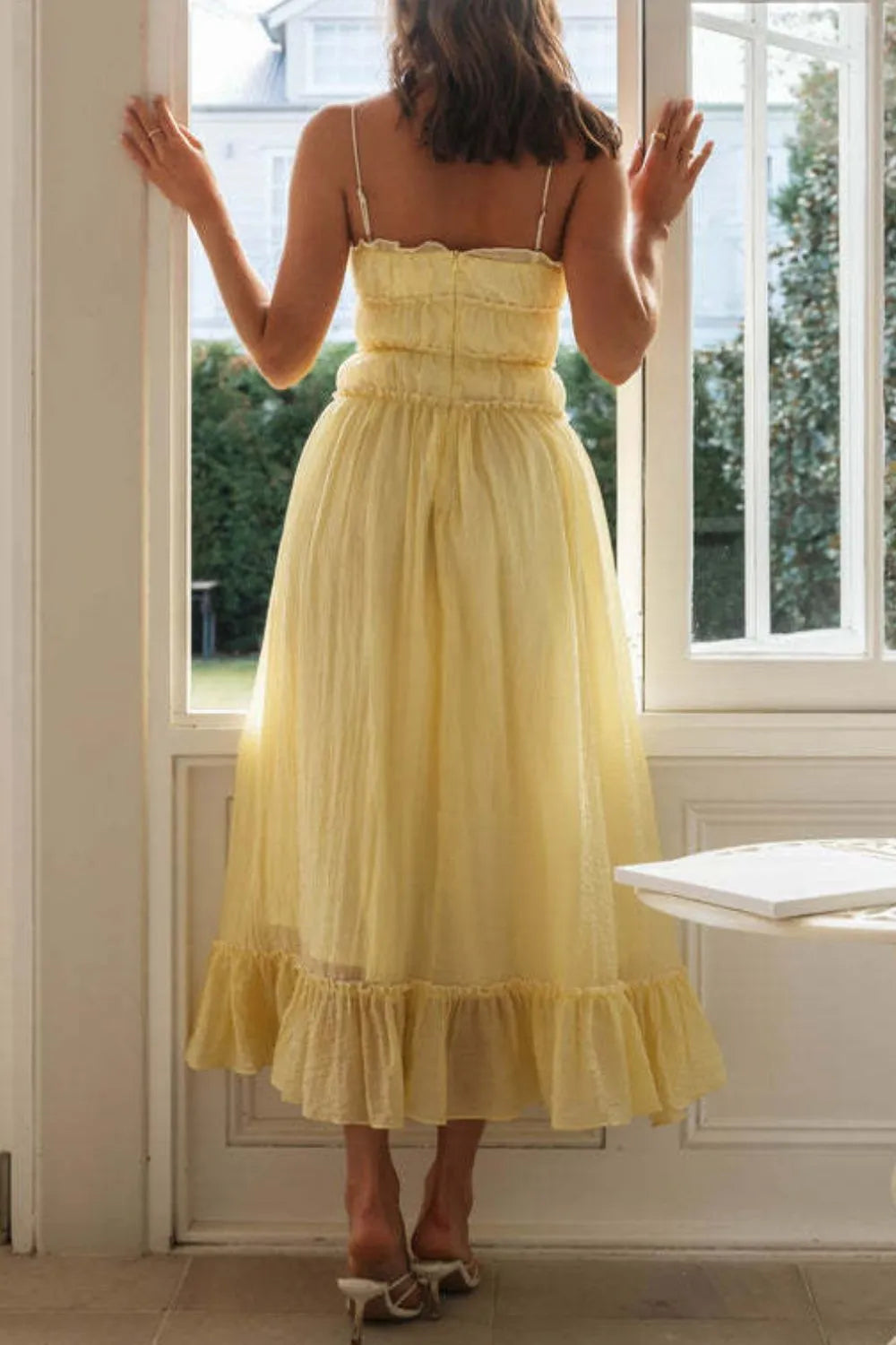 Frill Tied Front Midi Cami Dress - Blushé Belle