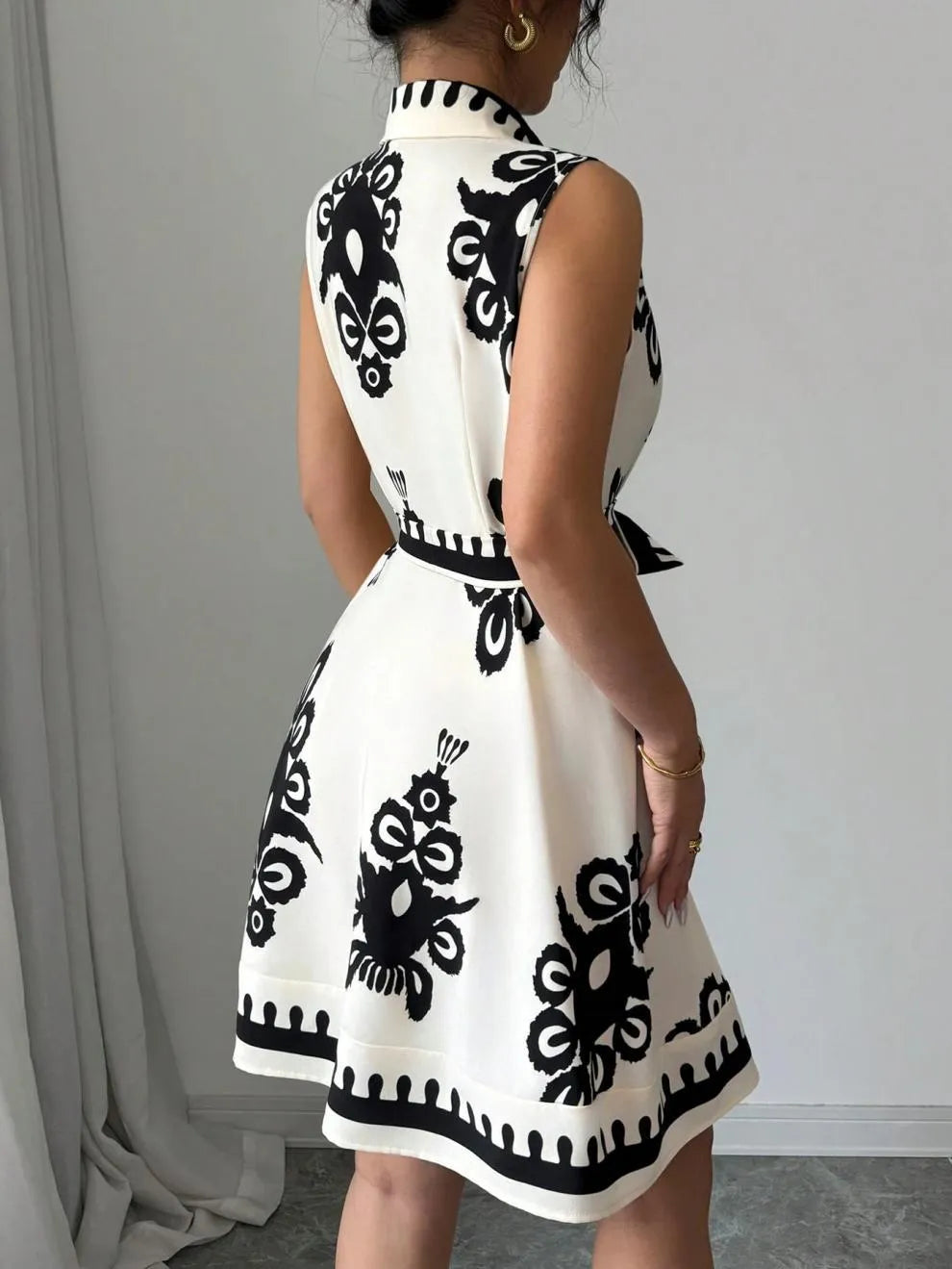 Printed Sleeveless Button Front Dress - Blushé Belle