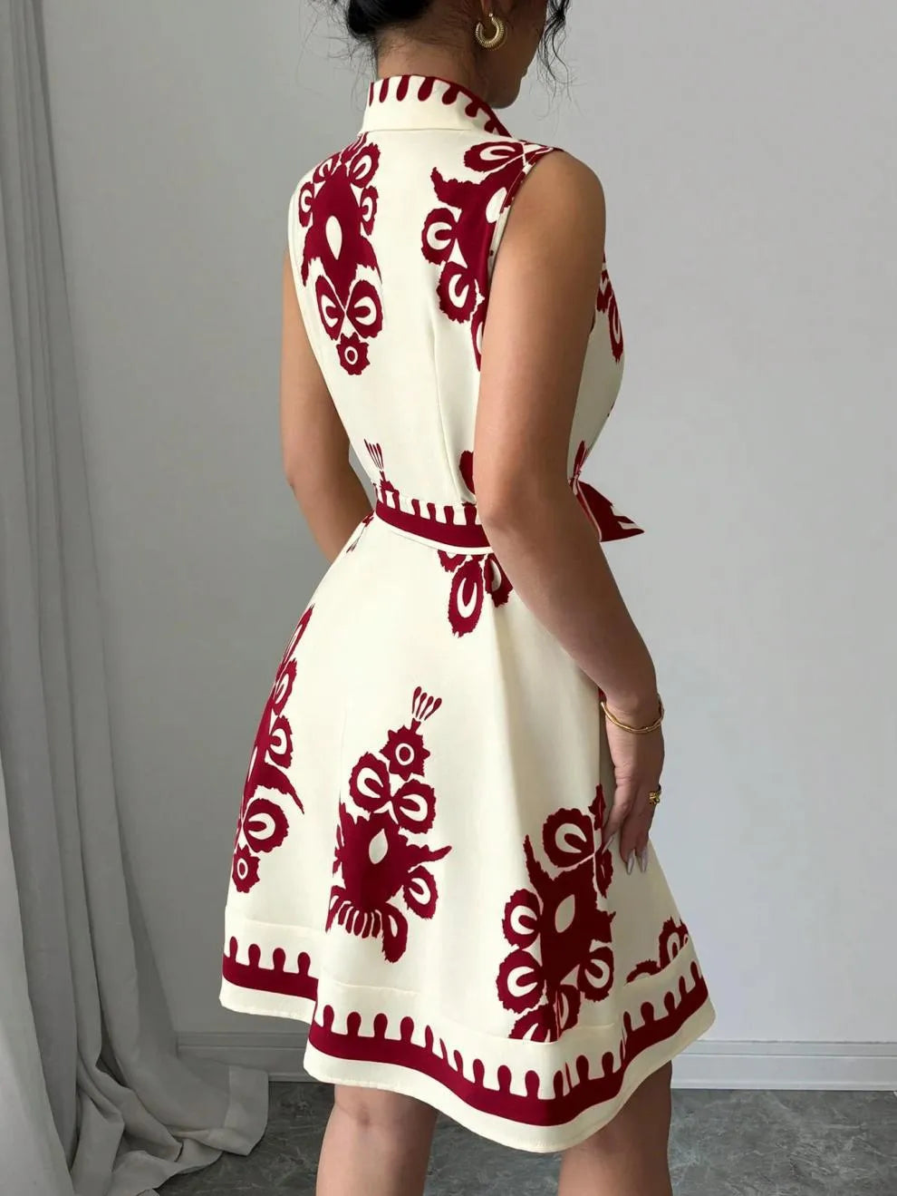 Printed Sleeveless Button Front Dress - Blushé Belle