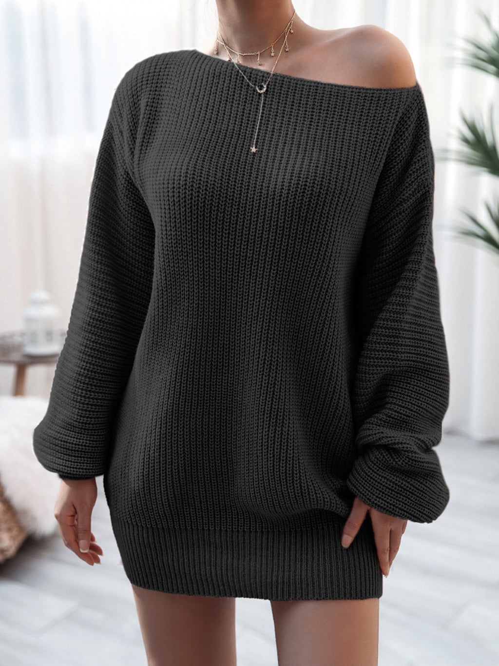 Rib-Knit Mini Sweater Dress - Blushé Belle
