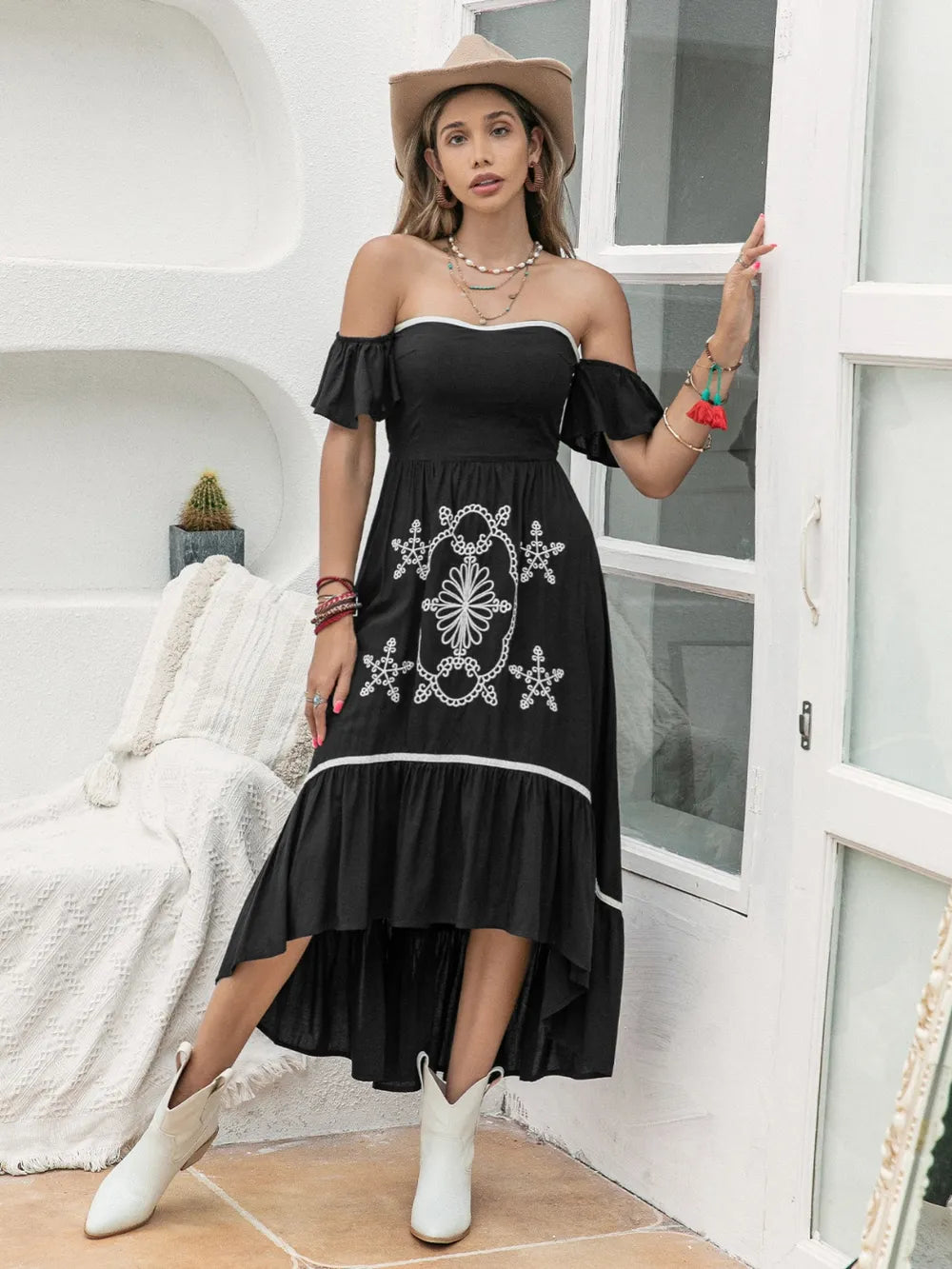 High-Low Off-Shoulder Dress - Blushé Belle