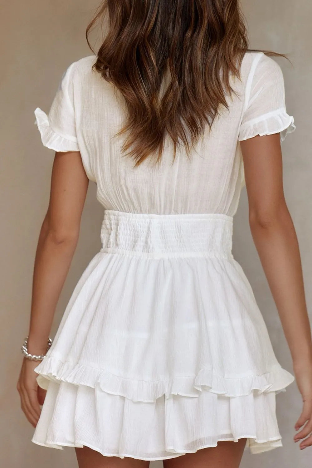 Tie-Front Mini Dress with Smocked Waist - Blushé Belle