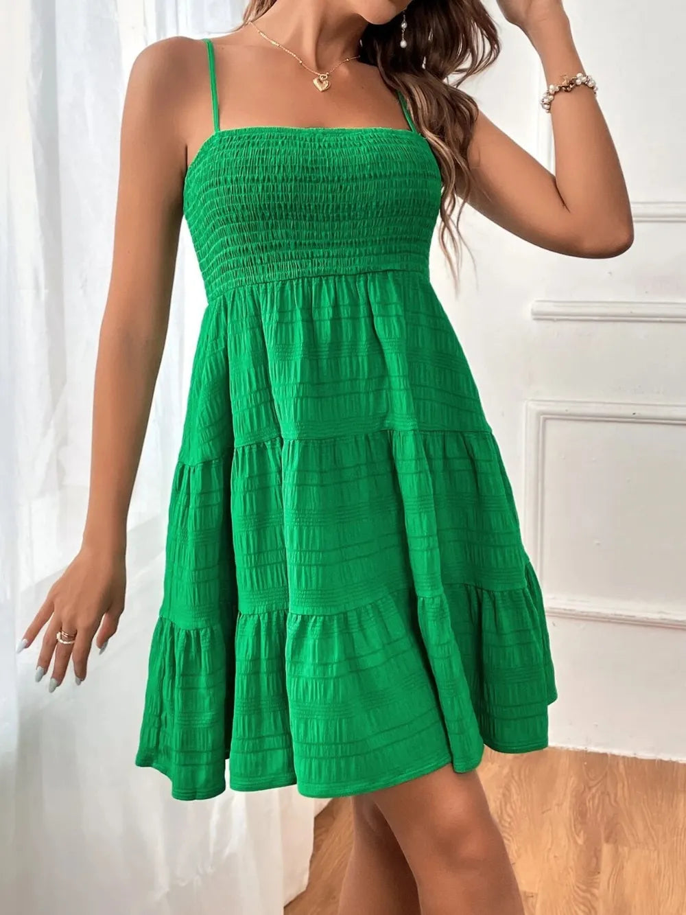 Tiered Smocked Square Neck Cami Dress - Blushé Belle