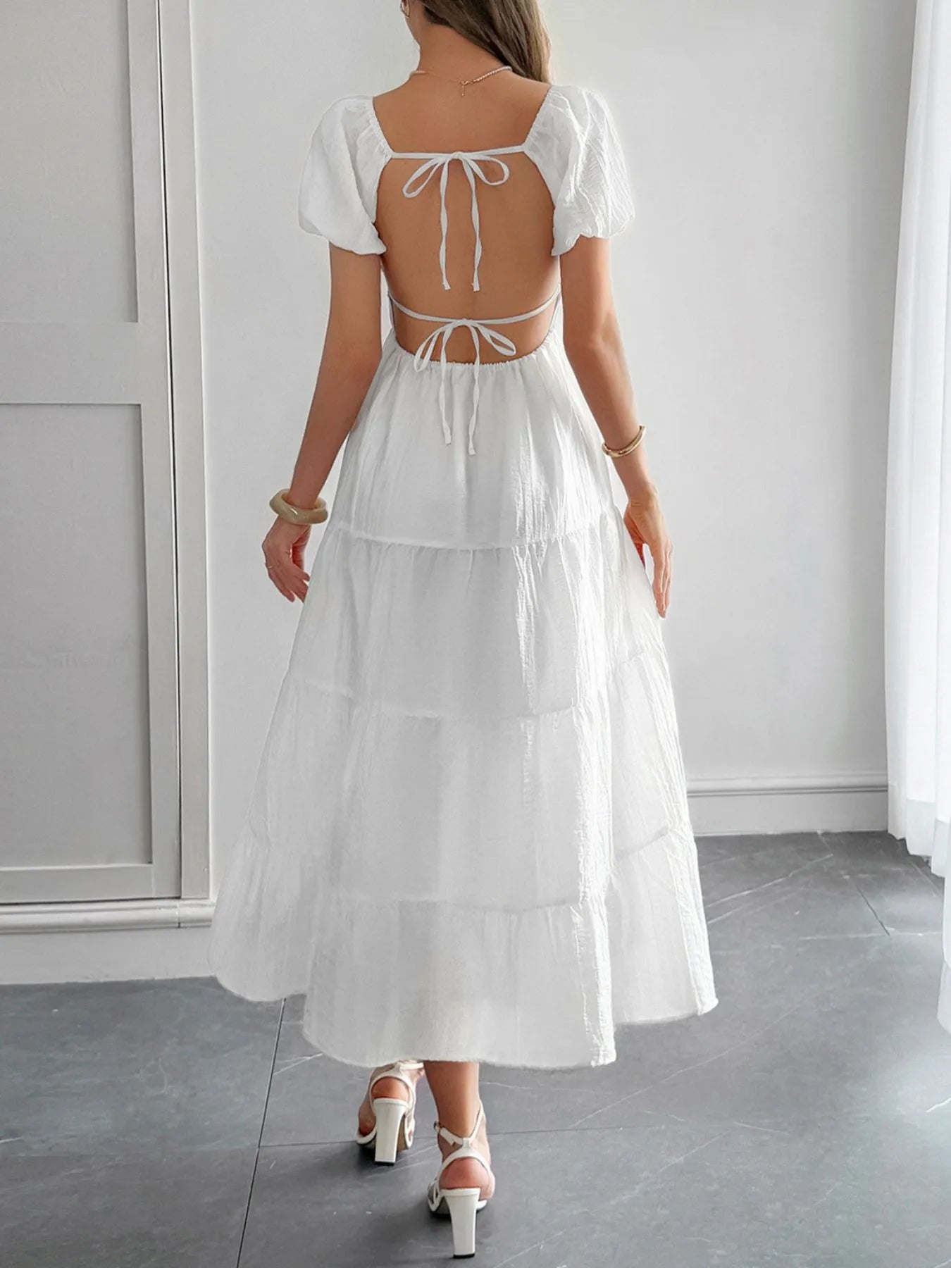 V-Neck Short Sleeve Midi Dress - Blushé Belle