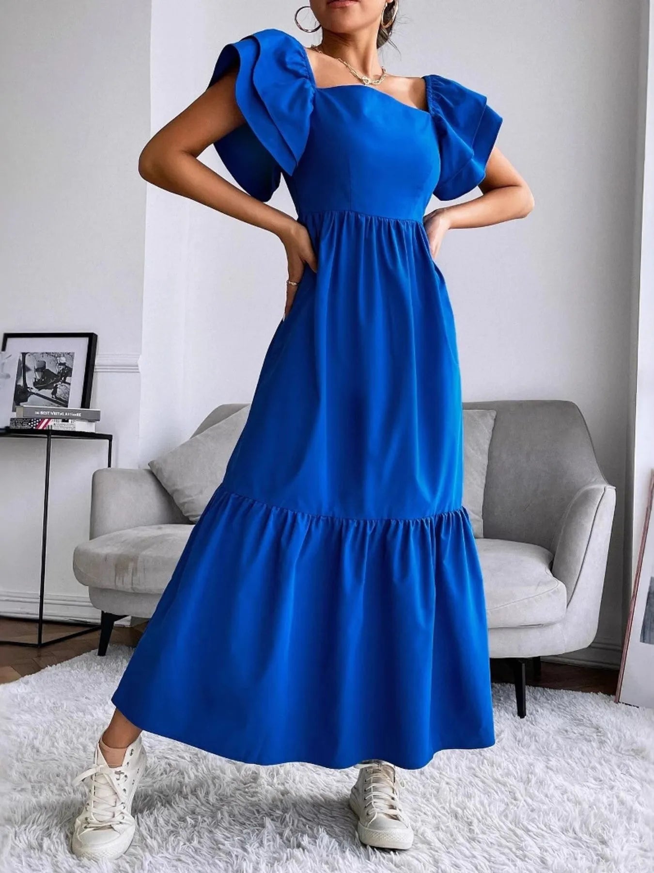 Tiered Square Neck Maxi Dress - Blushé Belle